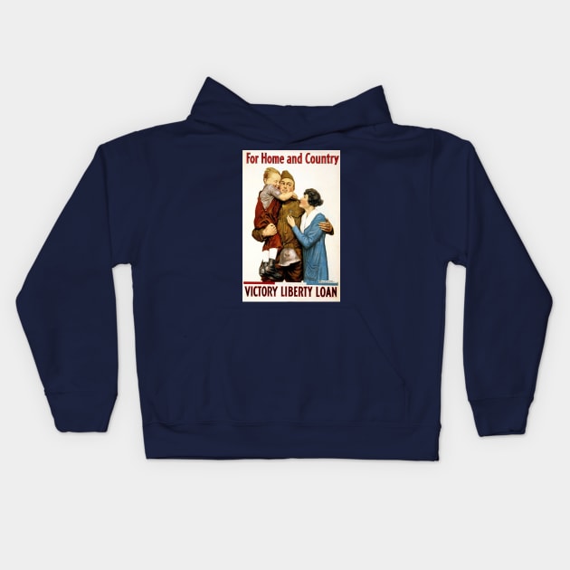 For Home and Country, Soldier with Family Kids Hoodie by MasterpieceCafe